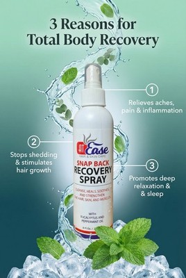 Pain Relief Sleep Aide  Hair Growth Simulator  AT Ease Snap Back Recovery 8fl oz