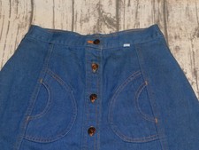 VTG 70's DENIM SKIRT PANEL DETAIL POCKET BUTTON FRONT BOHO WESTERN sz 9/10 w 26"