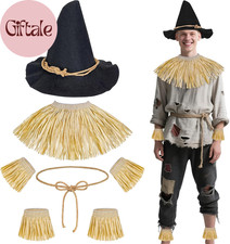 Scarecrow Costume Accessories, Wizard Straw Kit with Scarecrow Hat for Adult for