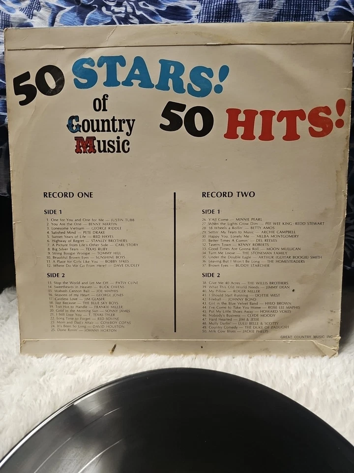 50 Stars!, 50 Hits! Of Country Music - 1966 Mono 2x 12" LP Vinyl Record CMS - Image 4 of 4
