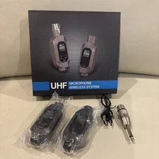 UHF Wireless Microphone System  XLR Transmitter & Receiver - Gray
