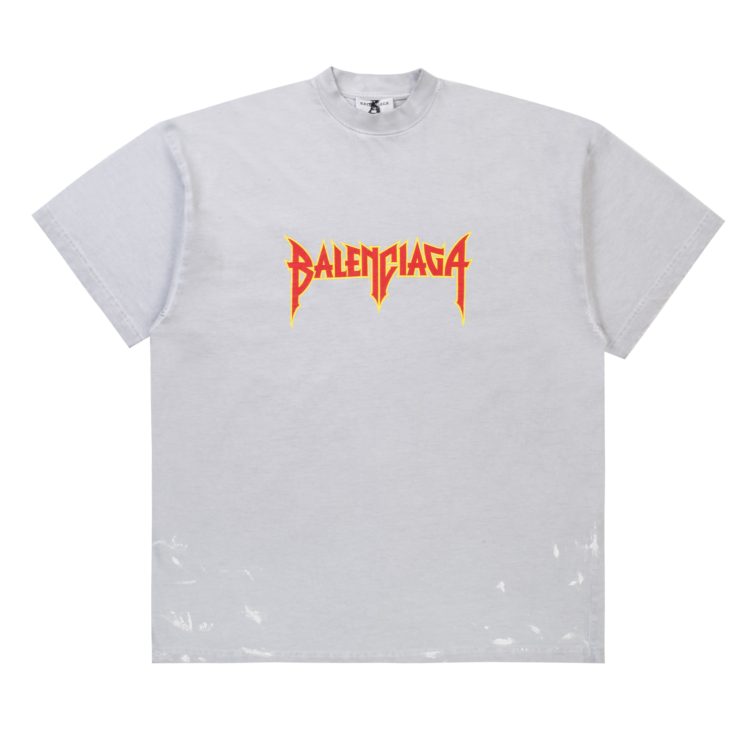 Balenciaga Dirty White Metal Logo Graphic Tee