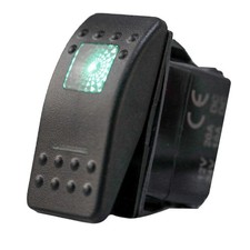 12V 20A DPDT 7 Pin Rocker Switch On-Off-On, 2 Green LED Waterproof, Marine, Boat