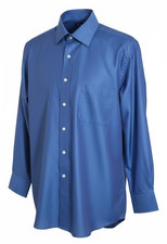 CHAPS Men’s Dress Shirt Large 16 32/33 Blue Wrinkle Free Cotton Blend