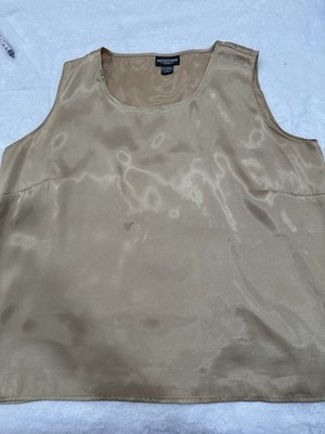 Vintage Notations Top Women 1X Gold Satin Scoop Neck Sleeveless Tank Office