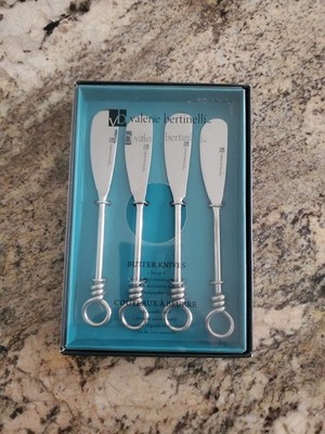 Valerie Bertinelli Stainless 4 Piece Butter Knife Set Matches Gourmet Settings
