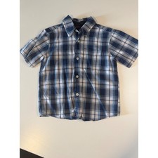 Gap Kids Boys Blue White Plaid Short Sleeve B...