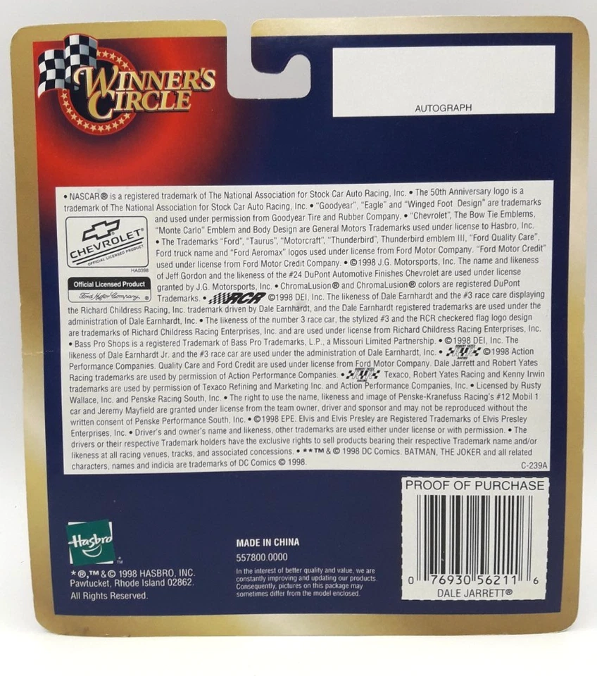 Winners Circle Dale Jarrett Batman vs Joker 1998 Ford Taurus 1:43 Scale NEW - Image 3 of 4