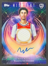 Will Riley 2025-26 Topps Midnight Rookie Jersey Auto RC Wizards