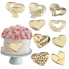 18 Pcs Valentine's Day Acrylic Minimalist Love Heart Cake Topper Gold Wedding