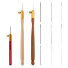 3Pcs Tambour Tools, Stainless Steel Wood Handle Embroidery Crochet Hooks with...