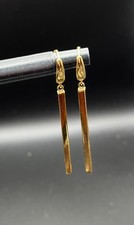 14K Solid Yellow Gold Drop Earrings Leverback, 2.5 Inches Long 2.8 Grams