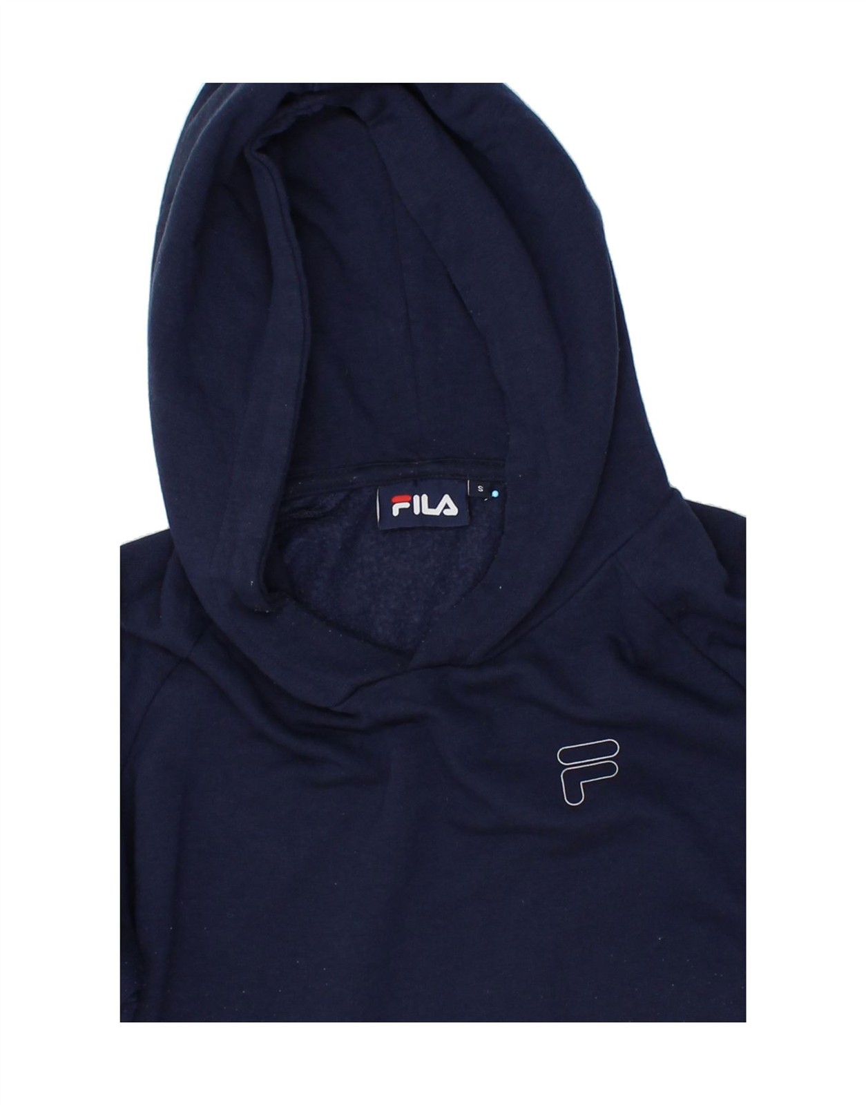 FILA maglione donna oversize grafica con cappuccio UK 10 piccolo blu navy cotone QN04
