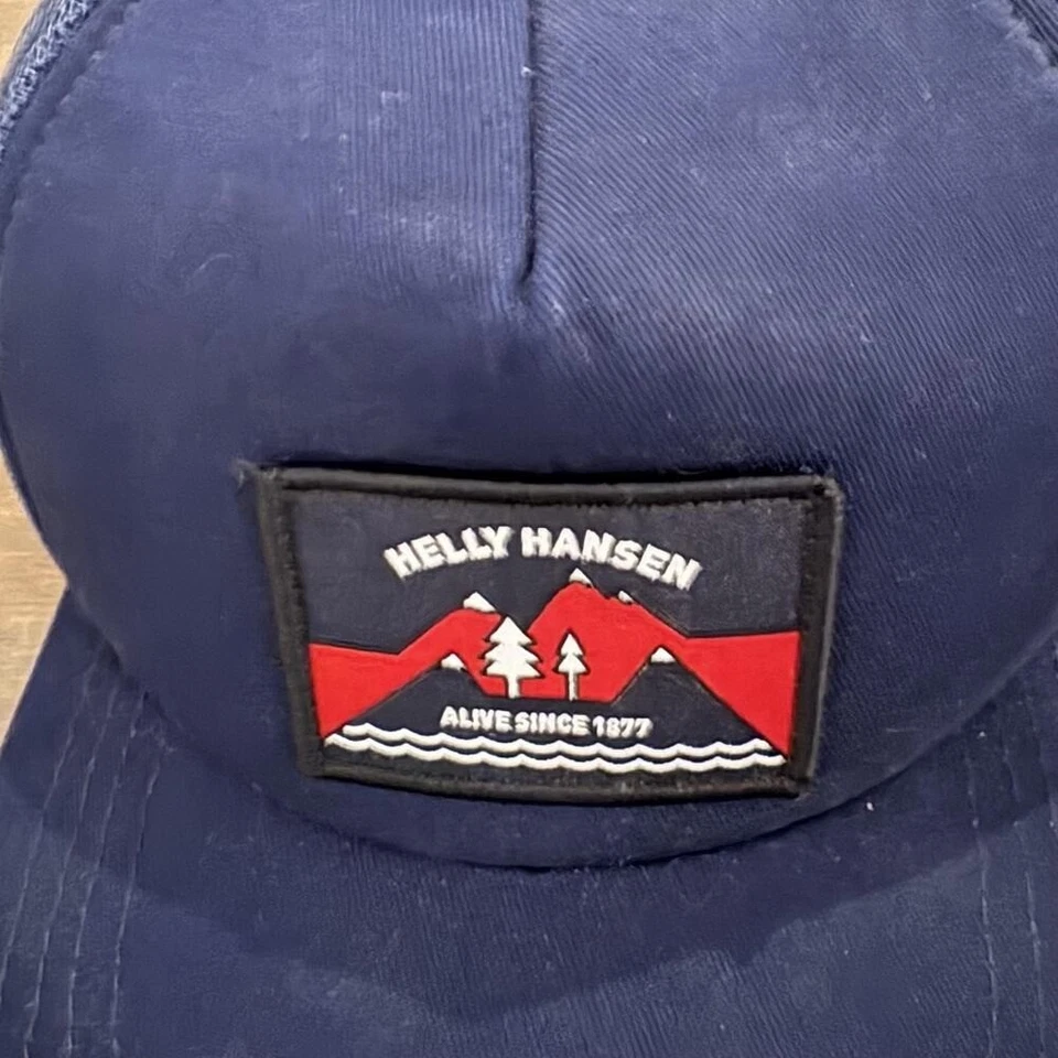 Helly Hansen 帽子 Snap Back 海军蓝网眼卡车司机布贴户外男式 — 第 2/4 张图片