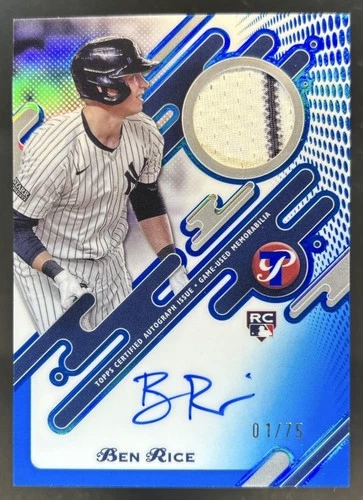 2025 Topps Pristine Ben Rice Pieces Relic Auto RC Jersey Blue Refractor #/75