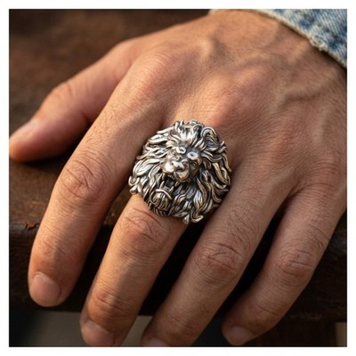 21g große 3D Löwen Ringe König der Tiere Ringe 925 massiv Sterling Silber viele Größen