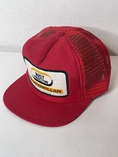 Vintage Caterpillar Snapback Trucker Hat Rust Tractor Patch Cap Mesh Back Red