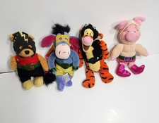 Vintage Disney Store Pooh and Friends Wrestlers Mini Bean Bag Plush Lot - 4 pcs
