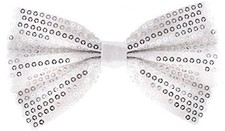 Sequin Bow Ties for Men - Pre-tied Adjustable Length Bowtie, Many 1 Silver