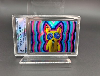   PIKA ON ACID Original Art Card Rainbow Holo Foil Deviant Apple Art /5 Pikachu