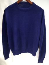 Y9 NWOT Vintage Unisex Navy Crew Neck Wool & Acrylic Knit M/L Sweater USA Made