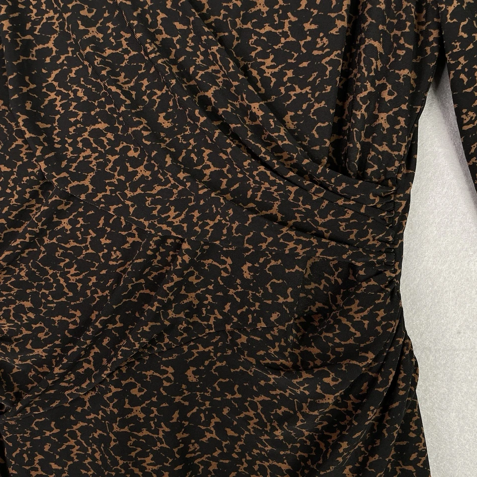 Lauren Ralph Lauren Animal Print Dress Womens Size 12 Faux Wrap Midi Slinky - Image 4 of 4