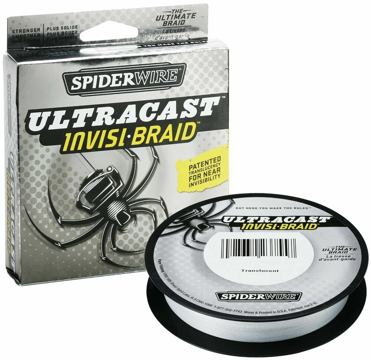 Spiderwire Ultracast Invisi Braid Braided Fishing Line 114m Spool 20lb 9kg