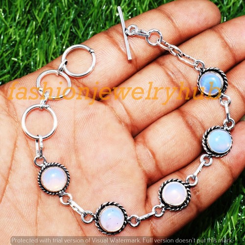 Opalite Gemstone Bracelet 1pcs Wholesale Lot 925 Sterling Silver Plated Jewelry - Picture 4 of 6