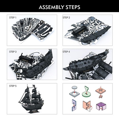 3D Puzzles for Adults - Led Pirate Ship Queen Anne's Revenge - Large 27'' Sai... - Picture 7 of 9