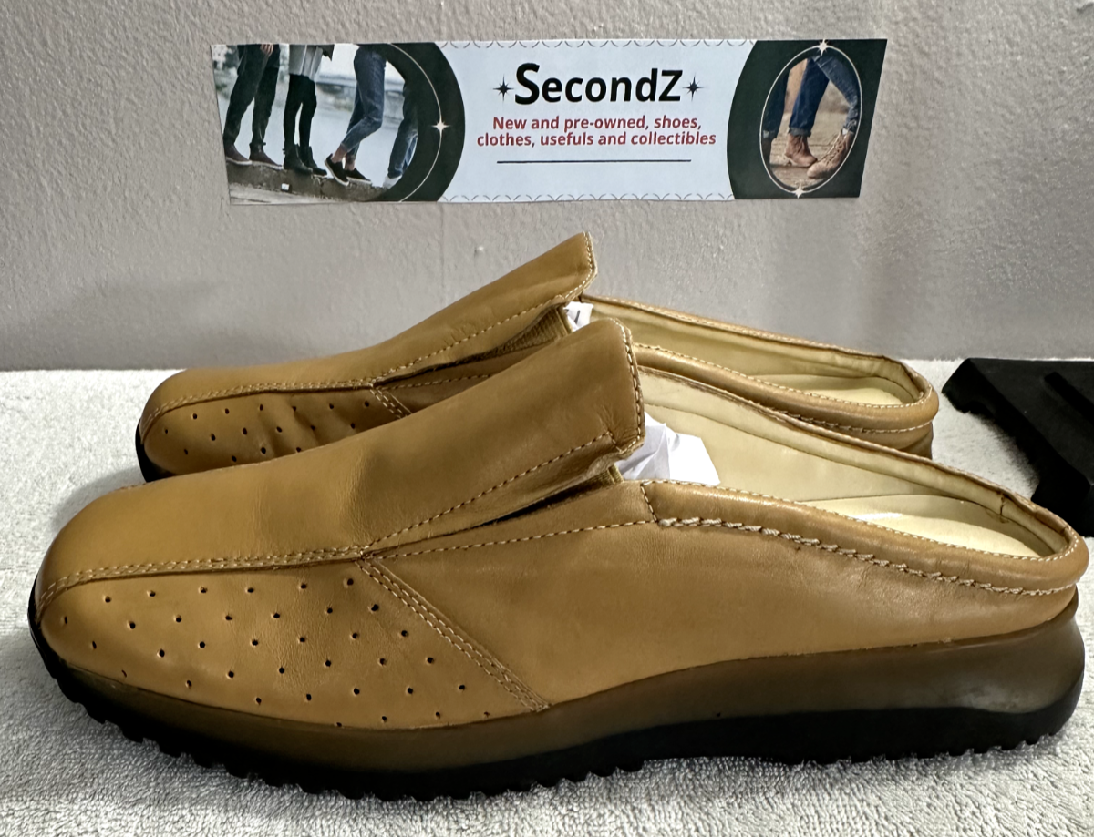 Klein Shoes Anne Klein Clogs Anne Klein AK2 Tan Perforated Leather