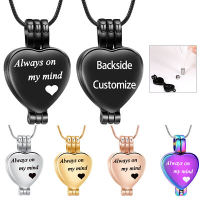 Always on My Mind Heart Stainless Steel Urn Pendant Necklace for Cremation Ashes