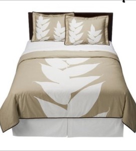 Dwell Studio From Target King Duvet Set W Shams Tan White Leaf Ebay