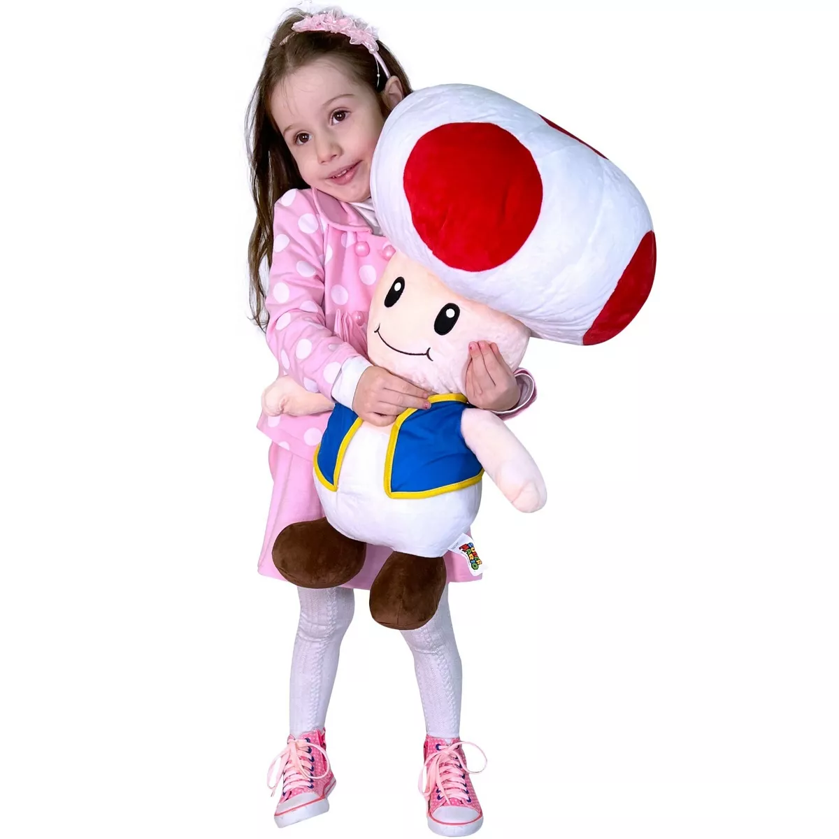 Super Mario Bros Toad 55cm Peluche Grande, Originale Nintendo Bambini  Ragazzi