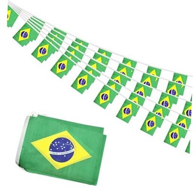 Brazil Small String Flags, 50 Feet 38 Pcs Brazilian Pennant Banner Bunting 