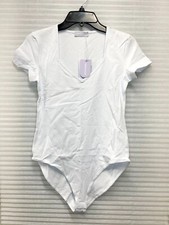 MANGOPOP Bodysuit Women's Size SMALL Short Sleeve White