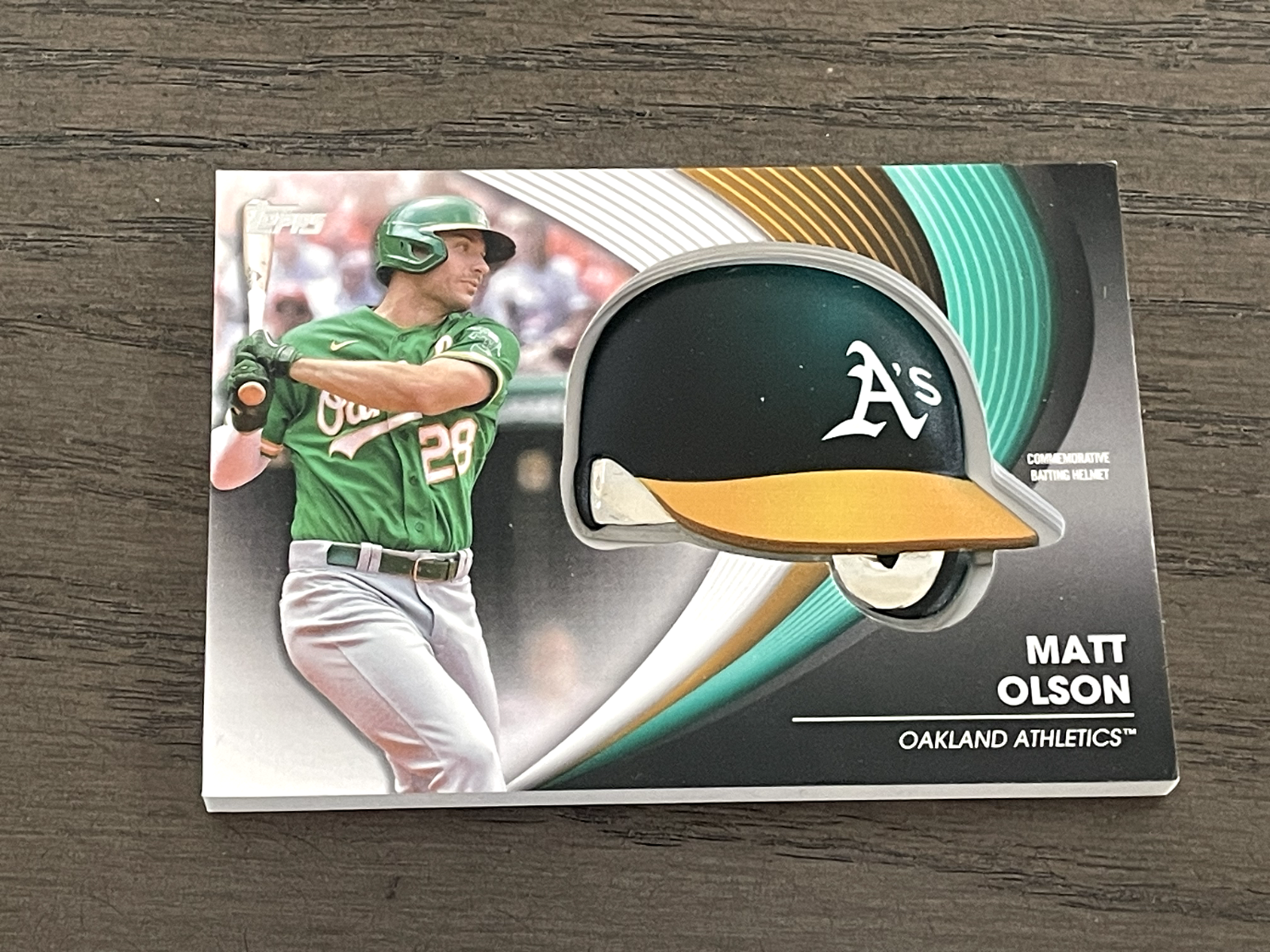 2022 Topps Matt Olson Batting Helmet Commemorative Relic #BH-MO Oakland Athletics