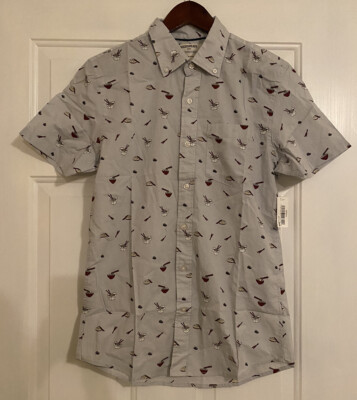 Goodthreads Button Down Shirt Men s XS Poplin Short Sleeve Sushi Print NEW NWT