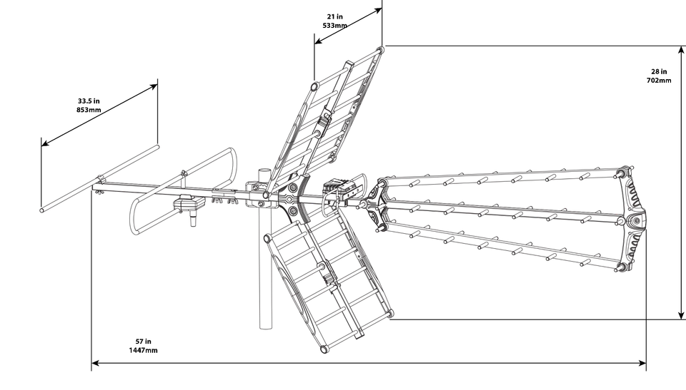 ~ 175 英里 Xtreme 信号远距离 ATSC 电视 VHF UHF FM 户外天线 1080 & 4k — 第 2/4 张图片