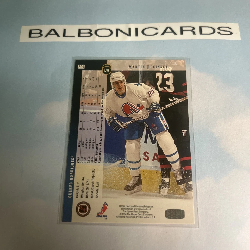 1994-95 Upper Deck - Electric Ice #201 Martin Rucinsky NM+ Free Shipping! - Image 2 of 2
