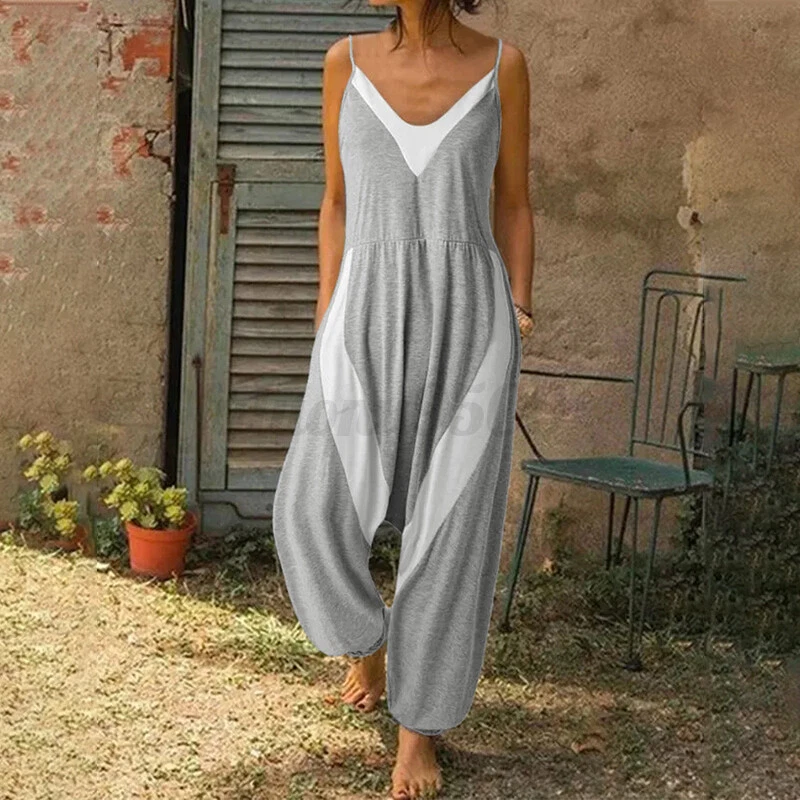 Womens Lagenlook Strappy Harem Jumpsuit Dress Ladies Trousers Top Playsuit  | eBay