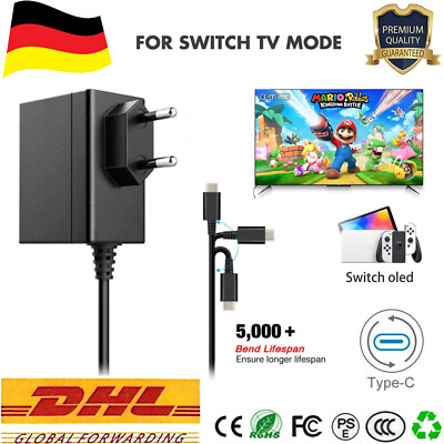 Switch Ladekabel Typ USB-C Netzteil Charger für Switch Oled Switch /Lite Dock TV
