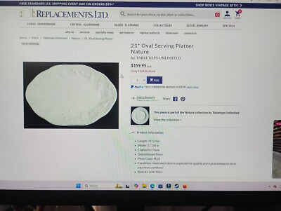 Platter X-Large Tabletops Gallery White  Nature Embossed  Mint 21 3/4  x 15 1/2 