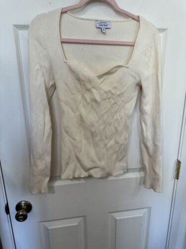 & Other Stories off white ribbed knit sweetheart n