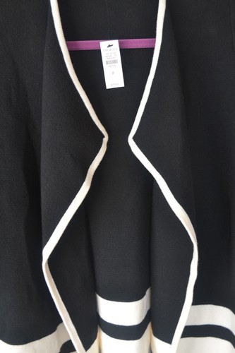 New!Talbots Comfy Cardigan merino wool sweater Blk & wht with tags- roomy sz ps - Picture 4 of 22