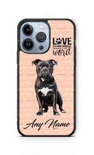 Custom Black Staffordshire Bull Terrier Personalized Phone Case Cover for iPhone