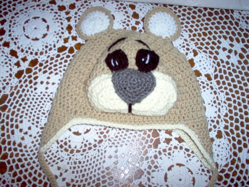 New, crochet teddy bear hat, 3 to 6 year old, 18" - Picture 2 of 2