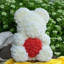 Large 16 Inch Rose Bear With Heart  Flower Teddy Bear Gift Set 