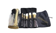 Tarte The Glam Fam Brush Set 5 Travel Size Brushes w/ Gold Brush Case.