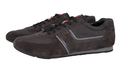 PRADA Suede Nylon Linea Rossa Sneaker - 4E2735 Brown Grey - NEW