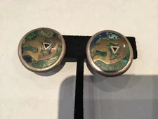 VINTAGE  SIGNED TAXCO MEXICO HECTOR STERLING & TURQUOISE EAGAL HEAD EARRINGS NR